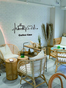 1 pieza Adhesivo de pared con gráfico de café y letra, adhesivos, vinilo decorativo para decoración del hogar, artículos de decoración de primavera para refrescar tu hogar, adhesivos de decoración de ramas, regalos de cumpleaños y graduación - Negro - Ver 5