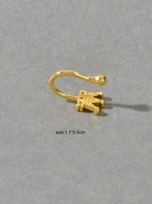 Crown Decor Nose Cuff - Yellow Gold - View 3