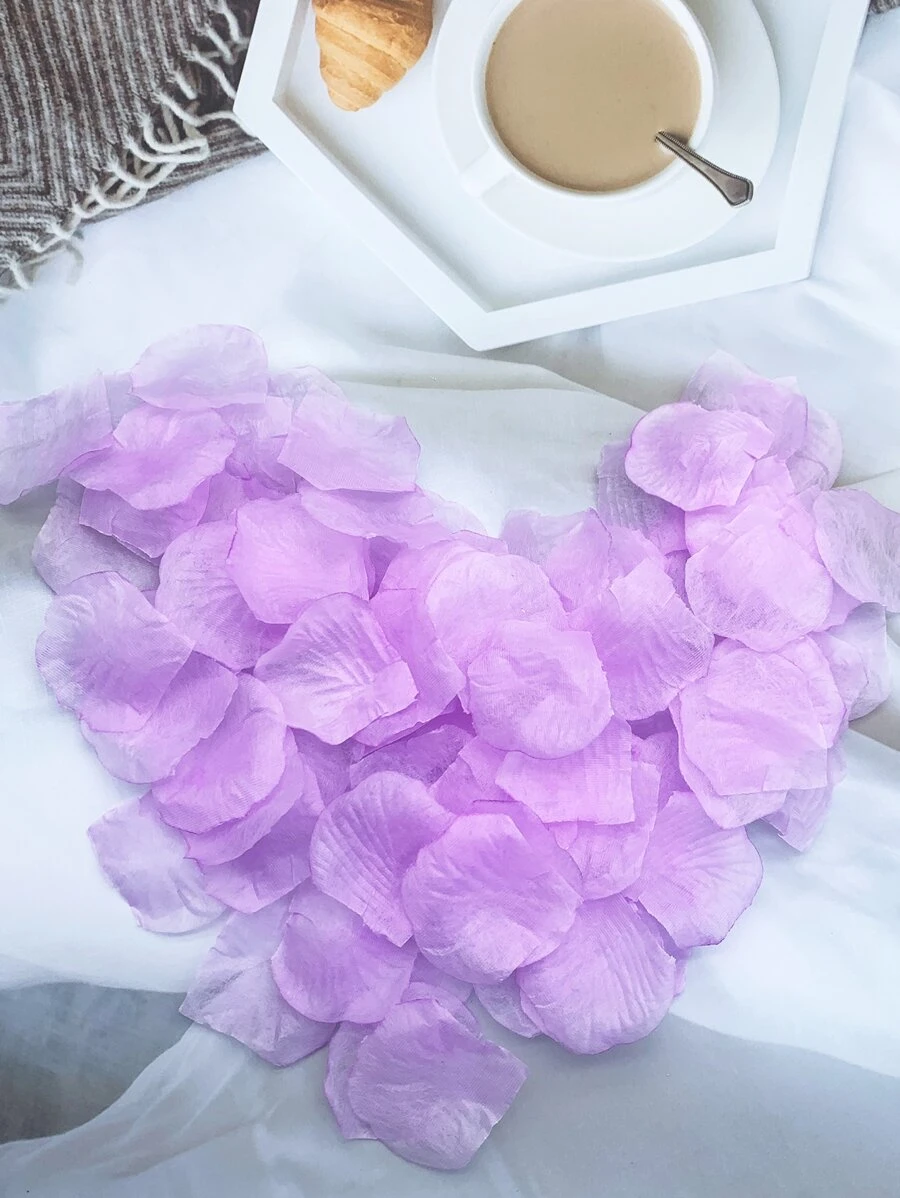 Bộ 500 Cánh Hoa Hồng Nhân Tạo Hoa Nhân Tạo Cánh Hoa Lụa Cho Ngày Lễ Tình Nhân Hoa Cưới Trang Trí - Màu tím - Xem 1