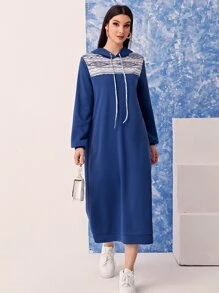 Mulvari Quần áo thể thao nữ Dây kéo Hình học Giải trí - Màu xanh lam - Xem 4