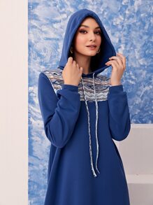 Mulvari Quần áo thể thao nữ Dây kéo Hình học Giải trí - Màu xanh lam - Xem 5