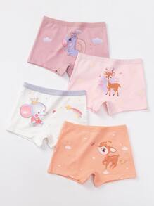 Young Girl 4pcs Cartoon Graphic Shortie Brief - Multicolor - View 4