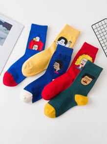 5 pares Calcetines con figura de dibujos animados - Multicolor - Ver 3