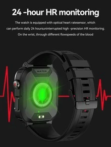 心率監測方形智能手錶 - 黑色 - 查看 5