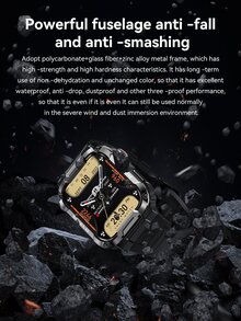 心率監測方形智能手錶 - 黑色 - 查看 6