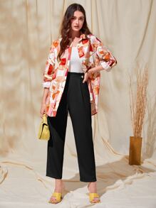 Mulvari Solid Paperbag Waist Trousers - Black - View 4