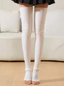 Solid Stirrup Leg Warmers - White - View 3