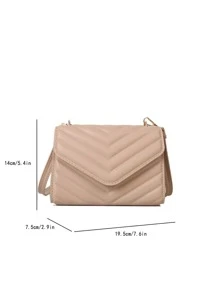Mini Chevron Quilted Flap Square Bag - Khaki - View 5
