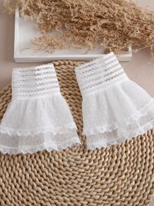 Lace Trim Fake Cuffs - White - View 4