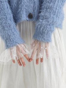 對女蕾絲仿袖，裝潢保暖，適合秋冬 - 白色 - 查看 4