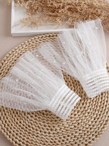 對女蕾絲仿袖，裝潢保暖，適合秋冬 - 白色 - 查看 5