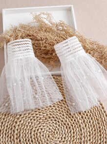 對女蕾絲仿袖，裝潢保暖，適合秋冬 - 白色 - 查看 7