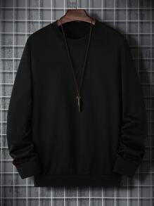 Manfinity Men Street View And Letter Graphic Sweatshirt - Black - View 2