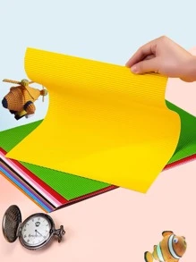 1pc A4 Size Colored Corrugated Paper, 10 Sheets - Multicolor - View 1