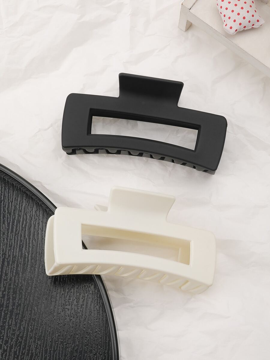 2入組矩形設計簡單休閒商業髮爪適用於日常休閒郊遊穿戴 - 彩色 - 查看 1