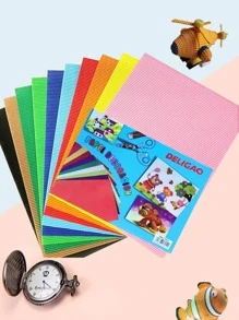 1pc A4 Size Colored Corrugated Paper, 10 Sheets - Multicolor - View 2