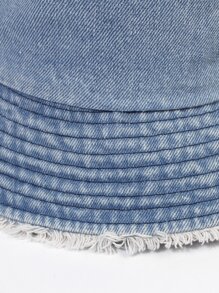 Ripped Raw Trim Bucket Hat - Blue - View 6