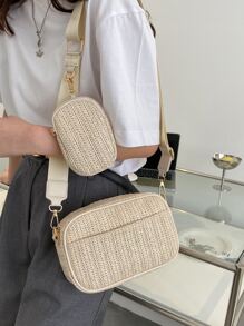 Mini Minimalist With Coin Purse, Straw Purse, Straw Beach Bag, Beach Necessities, Beach Essentials,Beach Stuff & Summer Essentials - Beige - View 5