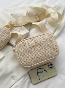 Mini Minimalist With Coin Purse, Straw Purse, Straw Beach Bag, Beach Necessities, Beach Essentials,Beach Stuff & Summer Essentials - Beige - View 6