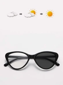 猫眼变色镜片太阳镜，适合夏季海滩度假、户外、旅行 - 黑色 - 查看 3