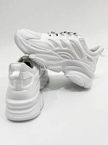 Lace-up Front Wedge Chunky Sneakers - White - View 2