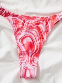 流體圖案打結前繫款夏日海灘比基尼套裝 - 彩色 - 查看 4