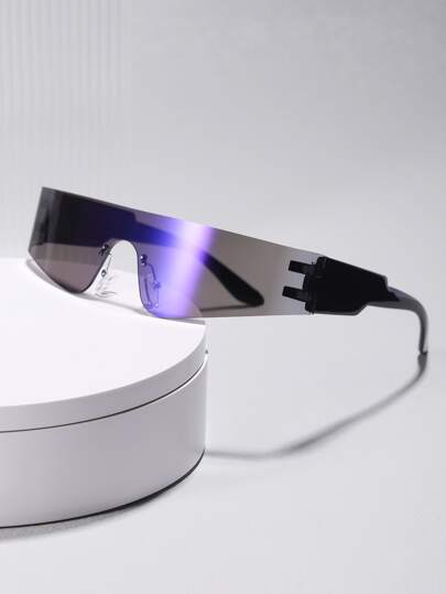 1入組男士無框一片式裝飾時尚眼鏡