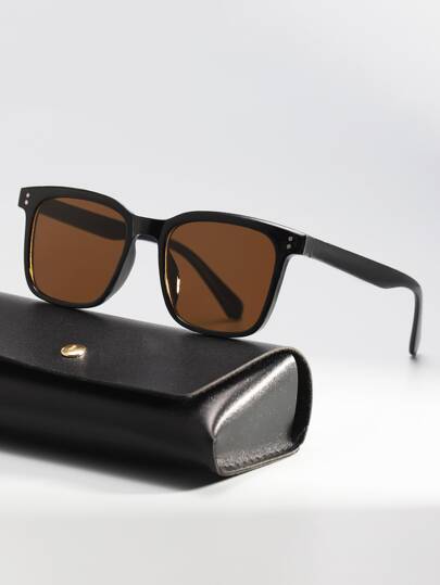 1 副男士方形亚克力时尚眼镜，适合夏季海滩度假户外旅行、户外、旅行返校时尚学院风