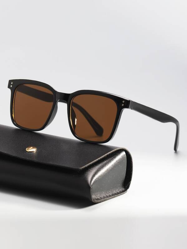 1 Pair Men's Square Acrylic Fashion Glasses, Suitable For Outdoor Travel For Summer Beach Vacation,Outdoor,Travel Back To School Fashionable Preppy School Look