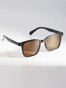 1 副男士方形亚克力时尚眼镜，适合夏季海滩度假户外旅行、户外、旅行返校时尚学院风