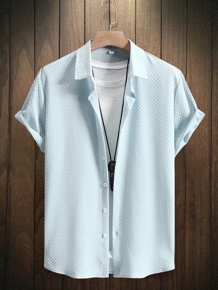 Manfinity Homme Men Solid Button Up Shirt - Baby Blue - View 1