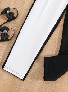 女孩蝴蝶圖案雙色吊帶連體褲 - 黑與白 - 查看 3