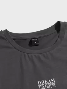 Manfinity VCAY Men T-Shirts Fit Crew Neck Short Sleeve Slogan Tee Casual Cool Stuff Summer - Dark Grey - View 5