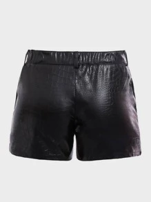 Manfinity RebelGame Men Crocodile Embossed PU Leather Shorts - Black - View 2