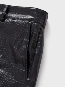 Manfinity RebelGame Men Crocodile Embossed PU Leather Shorts - Black - View 4