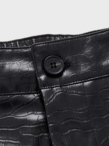 Manfinity RebelGame Men Crocodile Embossed PU Leather Shorts - Black - View 3