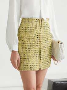 MOTF PREMIUM Váy nữ Dây kéo màu trơn Thanh lịch - Màu vàng - Xem 4