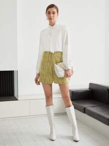 MOTF PREMIUM Váy nữ Dây kéo màu trơn Thanh lịch - Màu vàng - Xem 5