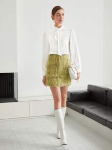 MOTF PREMIUM TIE-NECK BLOUSE - White - View 7