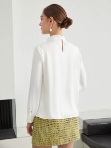 MOTF PREMIUM TIE-NECK BLOUSE - White - View 8