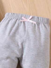 嬰兒3入組前蝴蝶結長褲 - 彩色 - 查看 3