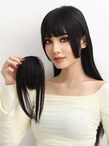 Short Straight Synthetic Hair Bangs - Black - View 1