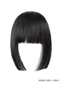 Short Straight Synthetic Hair Bangs - Black - View 2