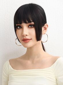 Short Straight Synthetic Hair Bangs - Black - View 5