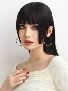 Short Straight Synthetic Hair Bangs - Black - View 7