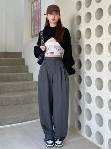 DAZY Turtleneck Batwing Sleeve Shrug Jumper Without Camisole - Black - View 11