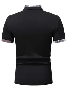 Manfinity Homme Men Plaid Patched Pocket Polo Shirt - Black - View 2