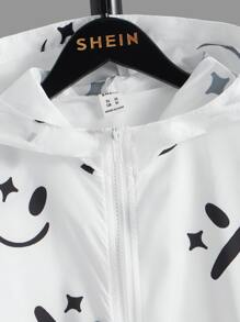 SHEIN Boys Cartoon Graphic Hooded Jacket - White - View 5
