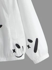 SHEIN Boys Cartoon Graphic Hooded Jacket - White - View 6