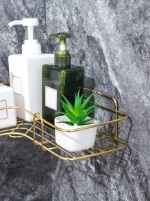 1 pieza Estante de almacenamiento de baño montado en la pared - Dorado - Ver 6